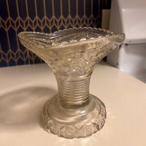 Vintage McKee Pressed Glass Wide Mouth Vase, Sunflower Pattern